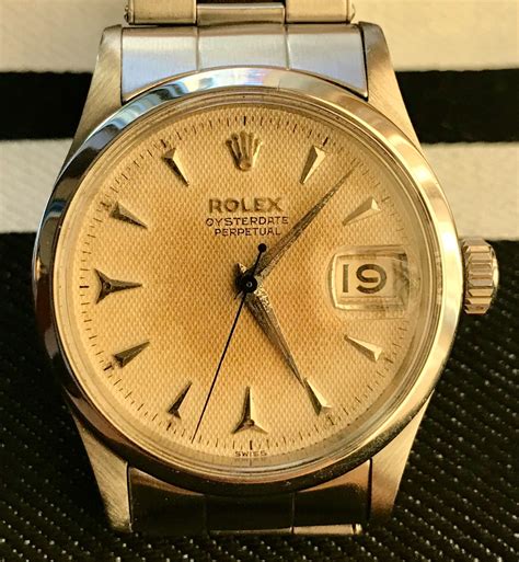 Rolex 6518 Oysterdate Perpetual Waffle Creamy Dial .